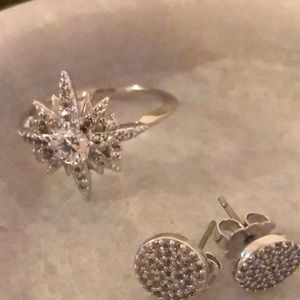 Nadri Silver Starburst ring Size 7